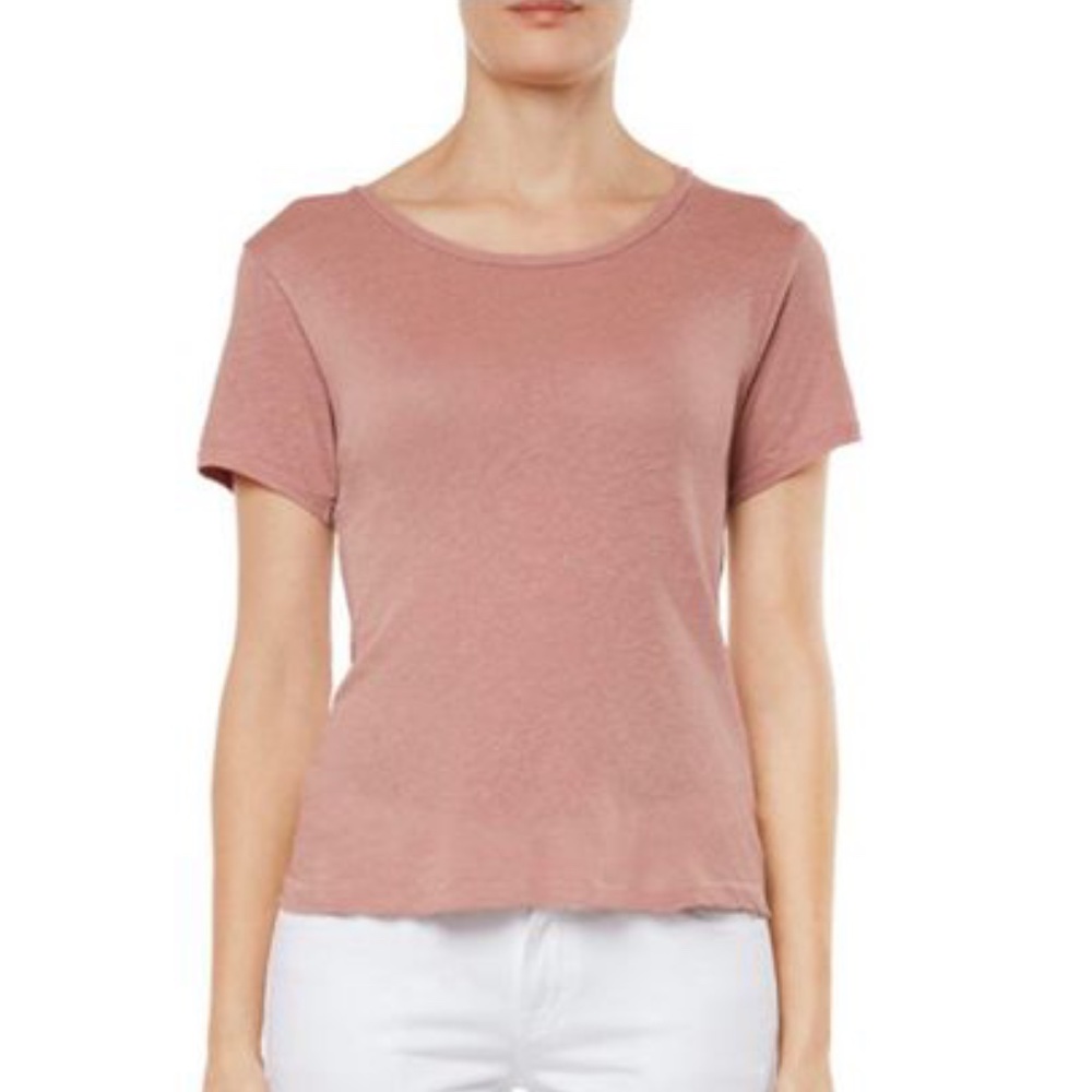 JBrand Mauve Linen Short Sleeve T-Shirt